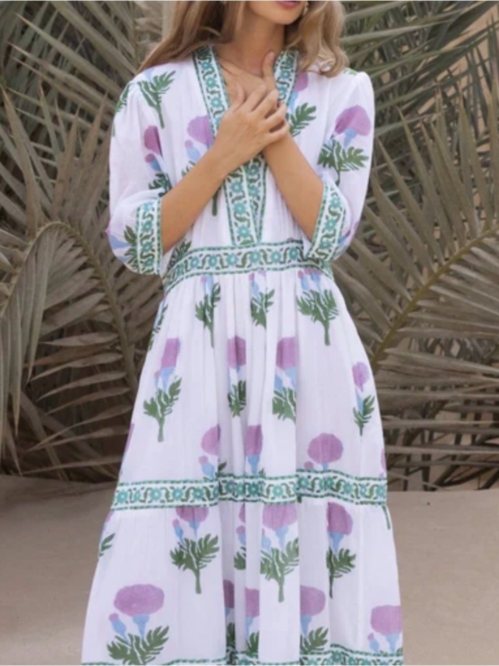 NWT Oliphant White Maxi Dress in Lavender Bloom Print